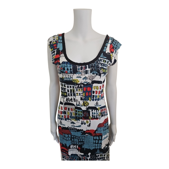 Anthropologie Weston Cityscape Print Dress Women’s Medium - Picture 3 of 11